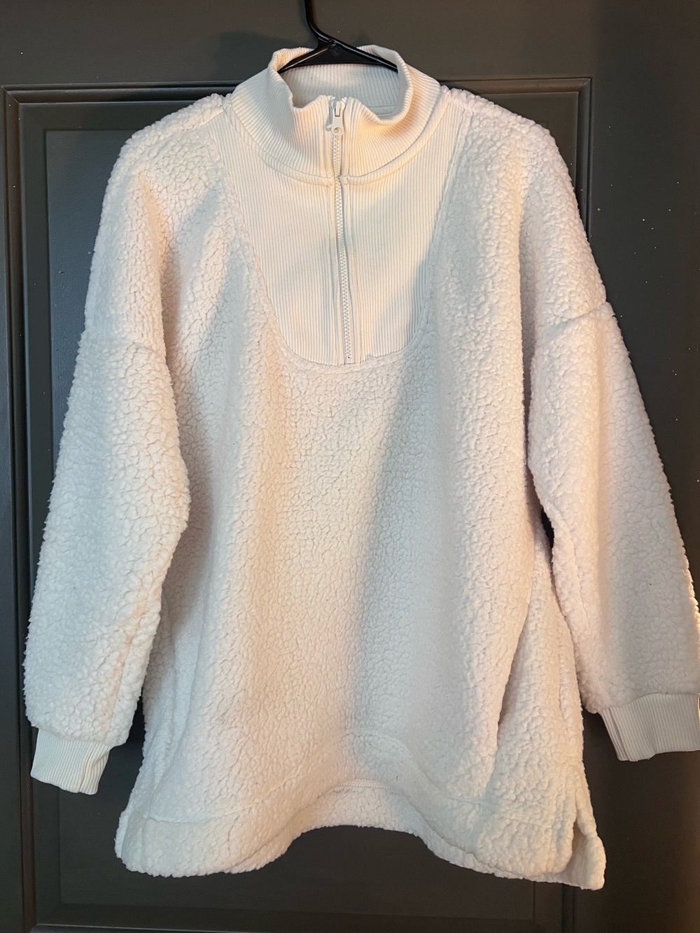 Aerie Cozy Cream Sherpa Half-Zip Pullover Jacket